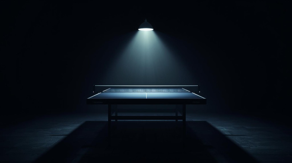 Table tennis table with spotlight